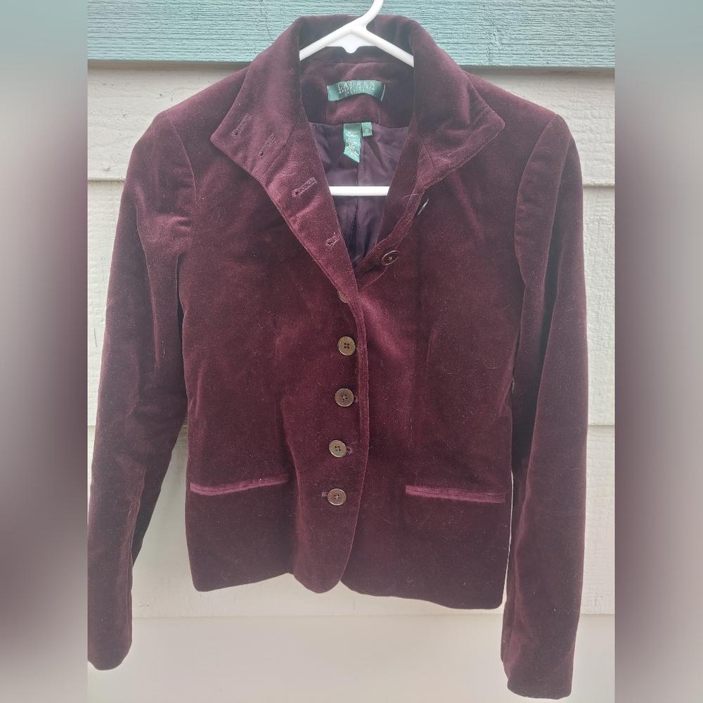 Burgundy ralph lauren velvet blazer